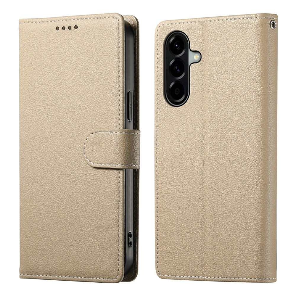 For Samsung Galaxy A37 5G Case Magnetic Snap Litchi Texture Leather Wallet Phone Cover with Wrist Strap