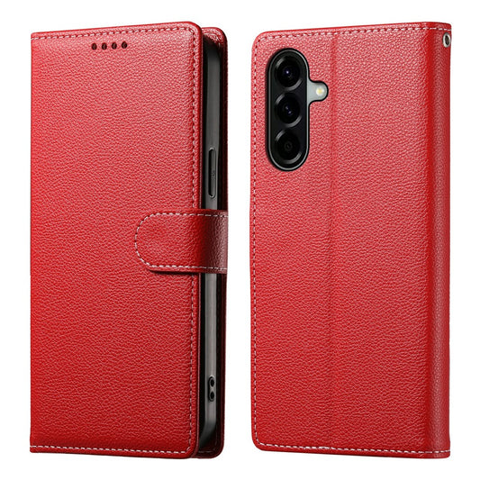 Galaxy A37 5G Handyhülle – mit Magnetverschluss, Litschi-Textur, Leder-Geldbörsen- mit Handschlaufe