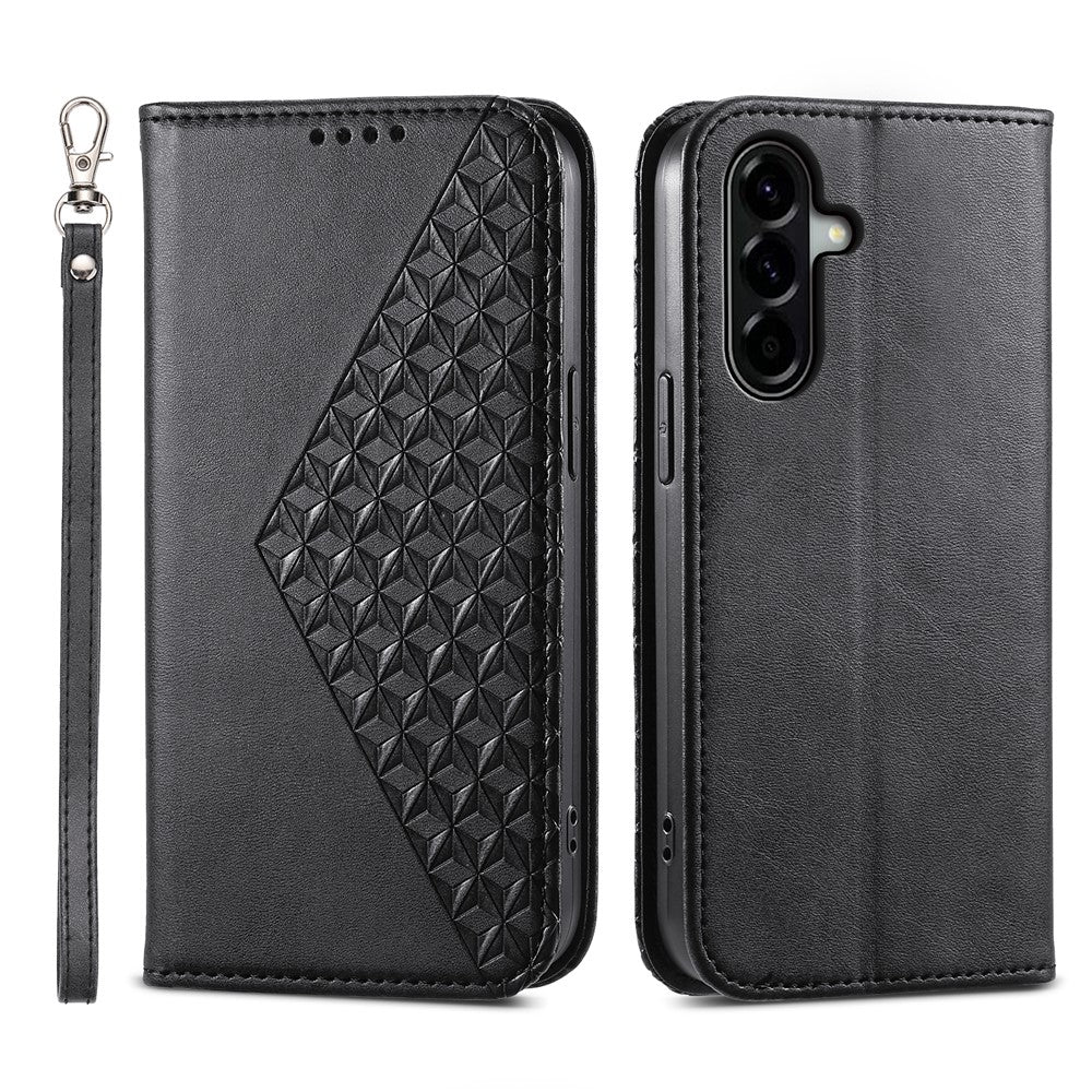 For Samsung Galaxy A37 5G Case Calf Texture PU Leather Wallet Phone Cover with Wrist Strap