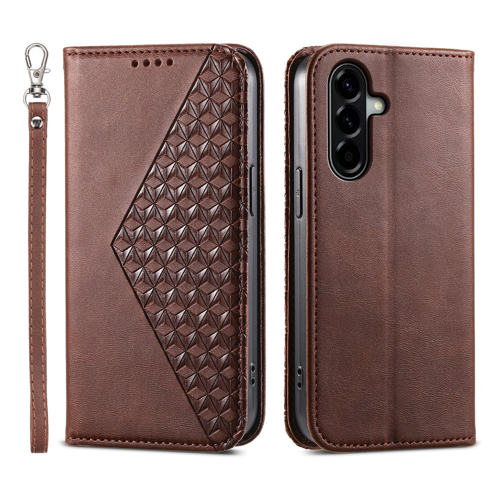 For Samsung Galaxy A37 5G Case Calf Texture PU Leather Wallet Phone Cover with Wrist Strap