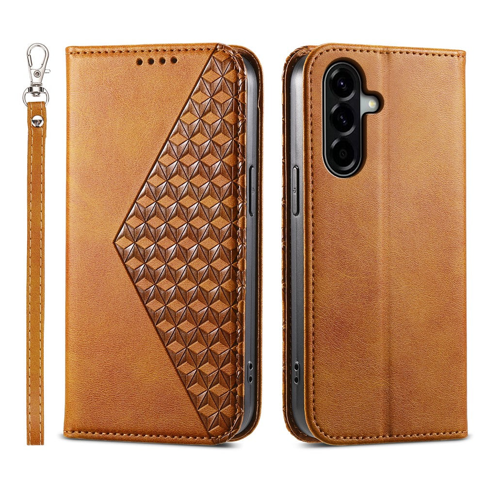 For Samsung Galaxy A37 5G Case Calf Texture PU Leather Wallet Phone Cover with Wrist Strap