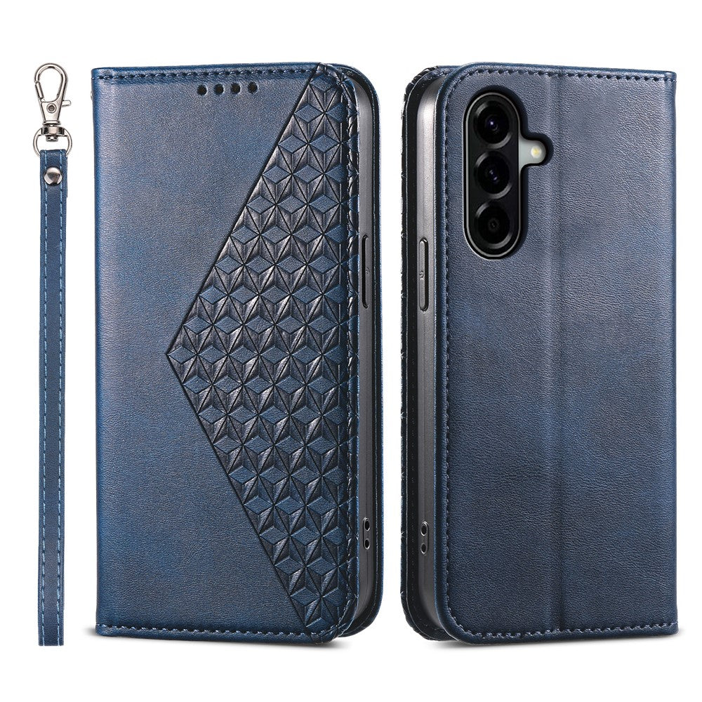 For Samsung Galaxy A57 5G Case Calf Texture PU Leather Wallet Phone Cover with Wrist Strap