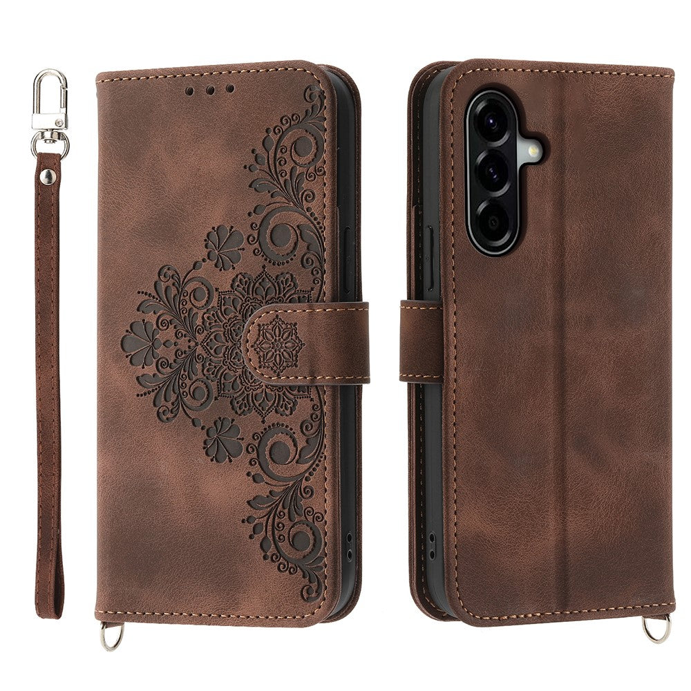 For Samsung Galaxy A37 5G Case Flower Pattern PU Leather Wallet Phone Cover with Strap
