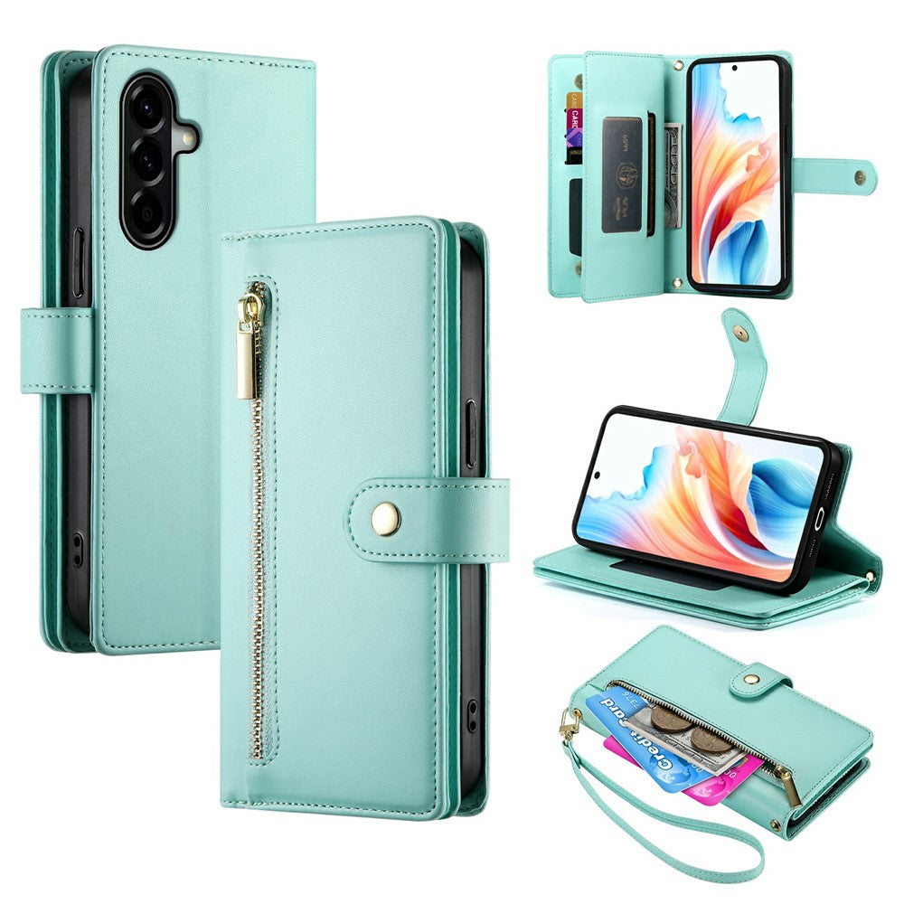 For Samsung Galaxy A37 5G Case Zipper Pocket Wallet Leather Phone Cover with Straps