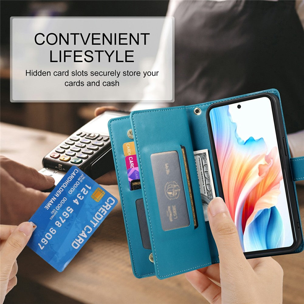 For Samsung Galaxy A37 5G Case Zipper Pocket Wallet Leather Phone Cover with Straps