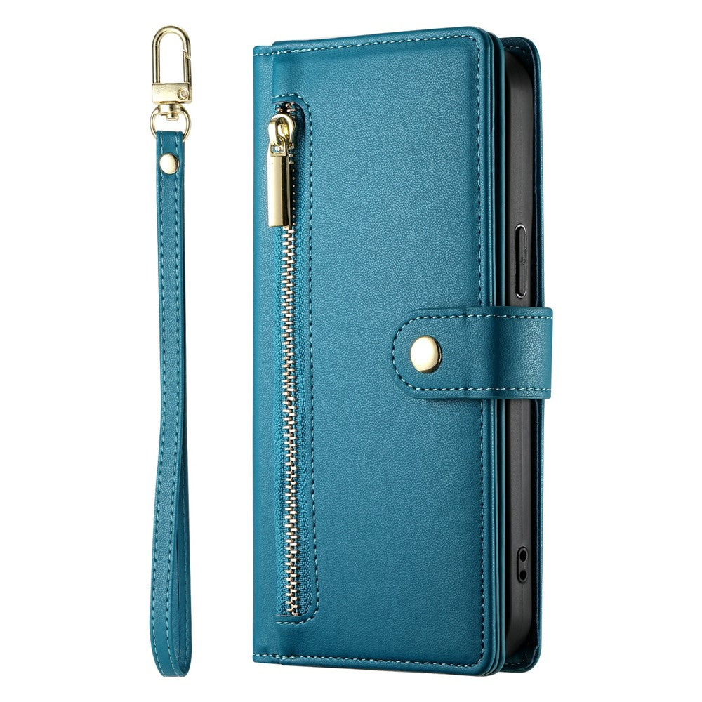 For Samsung Galaxy A57 5G Case Zipper Pocket Wallet Leather Phone Cover with Straps