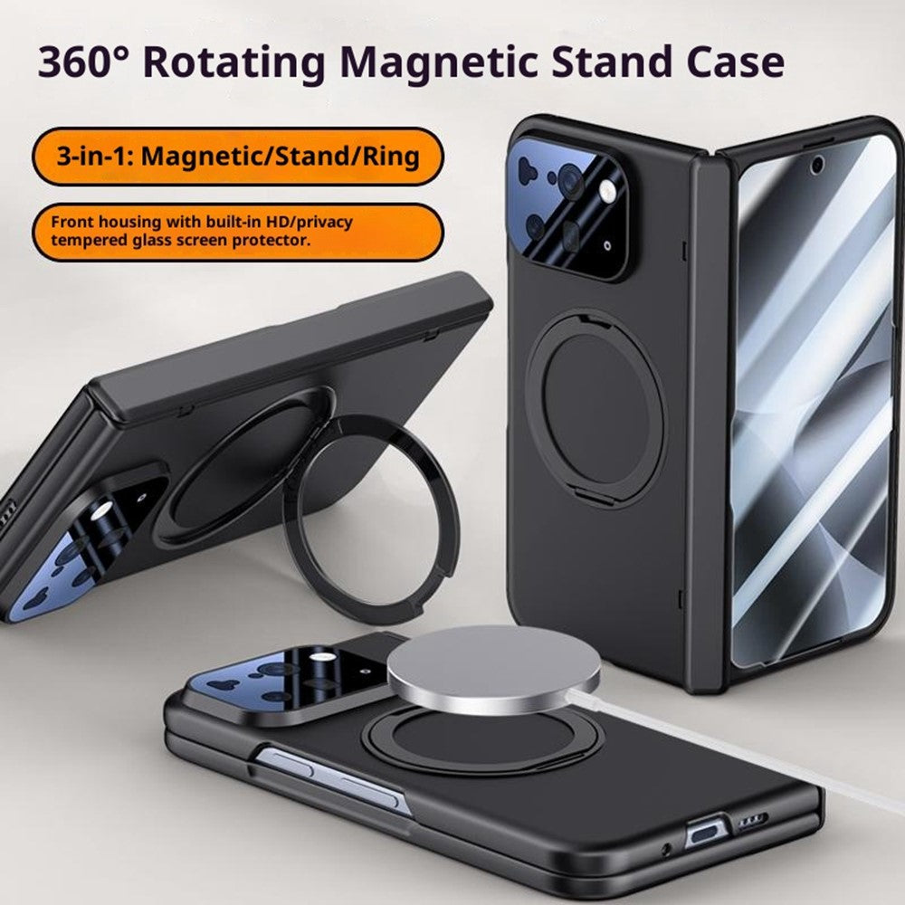 For Google Pixel 10 Pro Fold Magnetic Case Kickstand Skin Touch PC Phone Cover Built-In Screen Protector