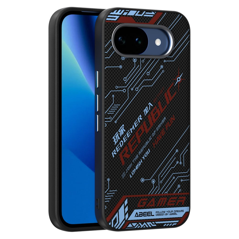 ABEEL For Google Pixel 10a Magnetic Case Micro-Embossing 6D Printed PC TPU Aluminum Alloy Leather Phone Cover