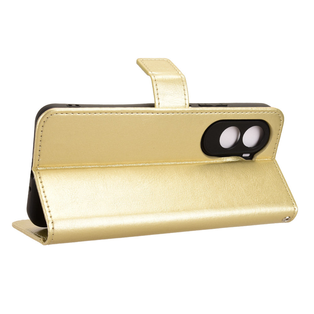 For Xiaomi Poco M7 4G (EU) (171mm) PU Leather Case with Strap Crazy Horse Texture Phone Wallet Cover