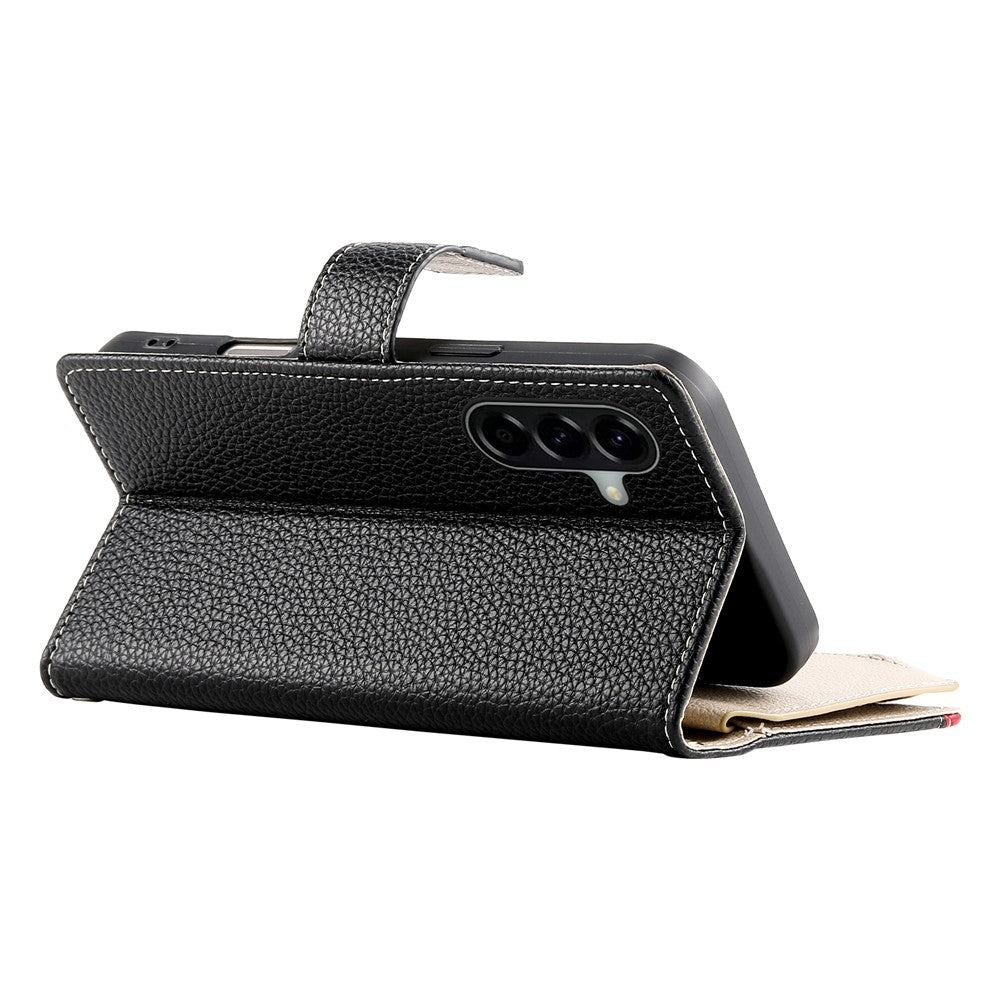 For Samsung Galaxy A57 5G Case Zipper Wallet Color Splicing Leather Flip Phone Cover with Straps
