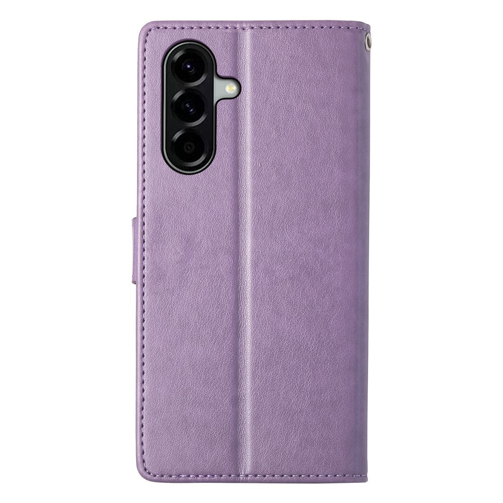 For Samsung Galaxy A37 5G Wallet Case Butterfly Floral Imprint PU Leather Phone Cover with Wrist Strap