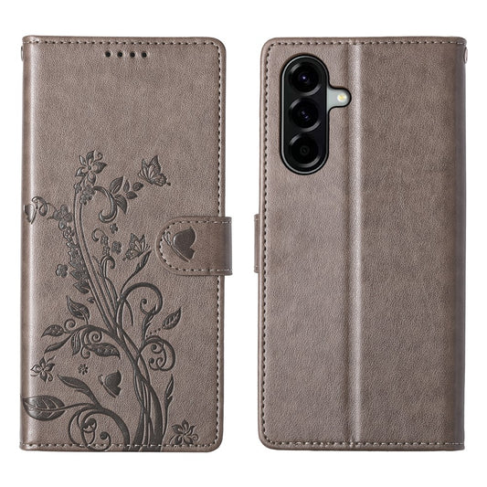 Galaxy A57 5G Handyhülle – Brieftaschen- mit Schmetterlings-Blumenaufdruck, PU-Leder, mit Handschlaufe