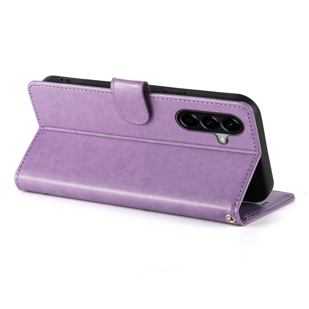 For Samsung Galaxy A57 5G Wallet Case Butterfly Floral Imprint PU Leather Phone Cover with Wrist Strap
