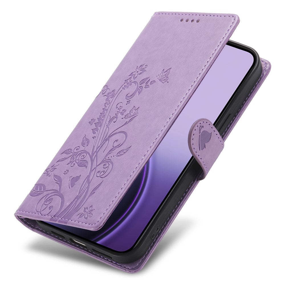 For Samsung Galaxy A57 5G Wallet Case Butterfly Floral Imprint PU Leather Phone Cover with Wrist Strap