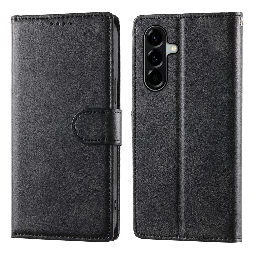 For Samsung Galaxy A37 5G Case Stand Wallet Calf Texture PU Leather Flip Phone Cover with Wrist Strap
