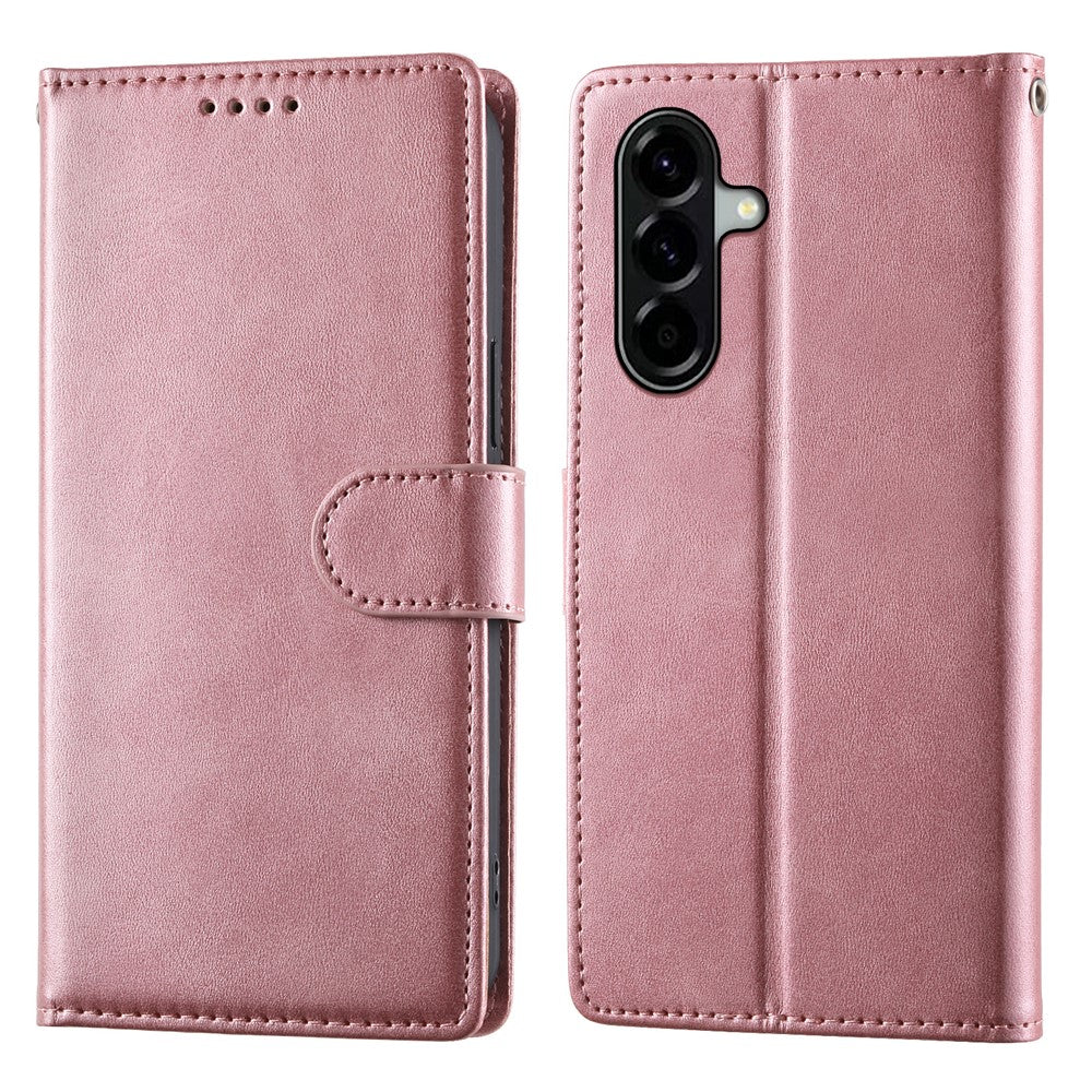 For Samsung Galaxy A37 5G Case Stand Wallet Calf Texture PU Leather Flip Phone Cover with Wrist Strap