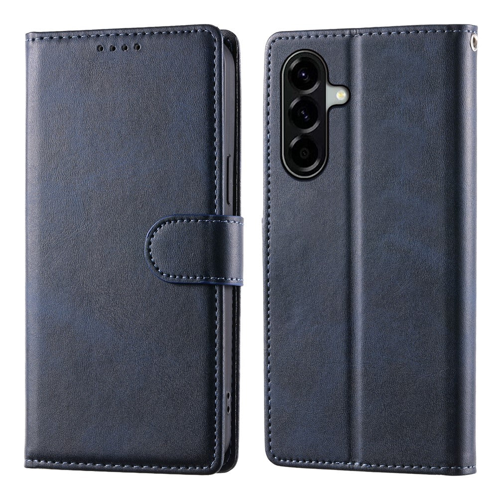 For Samsung Galaxy A37 5G Case Stand Wallet Calf Texture PU Leather Flip Phone Cover with Wrist Strap