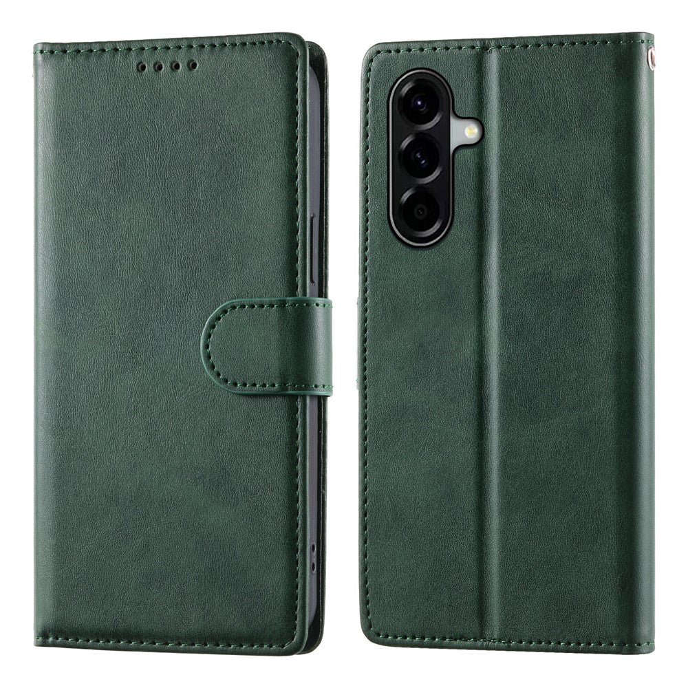 For Samsung Galaxy A37 5G Case Stand Wallet Calf Texture PU Leather Flip Phone Cover with Wrist Strap