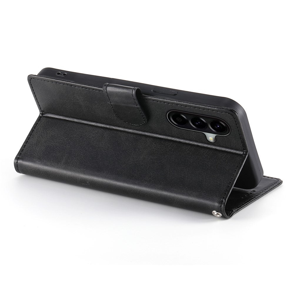 For Samsung Galaxy A57 5G Case Stand Wallet Calf Texture PU Leather Flip Phone Cover with Wrist Strap