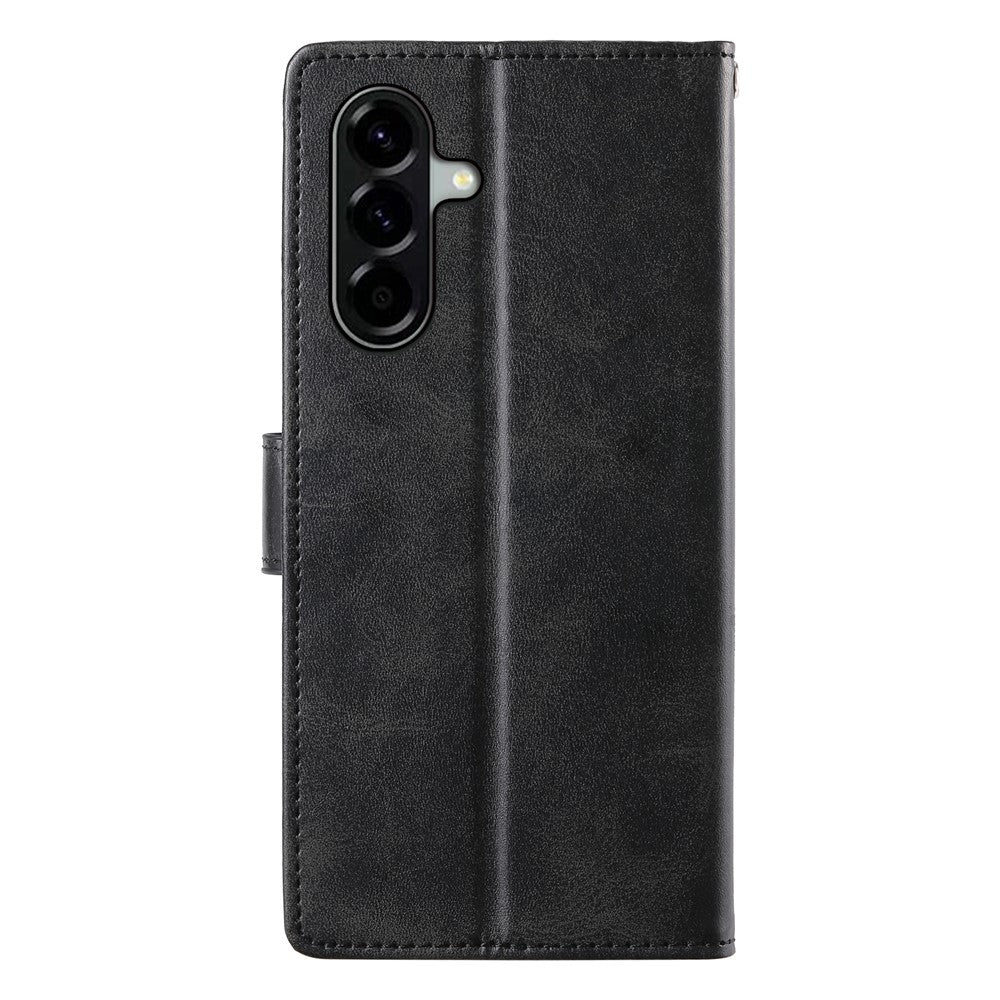 For Samsung Galaxy A57 5G Case Stand Wallet Calf Texture PU Leather Flip Phone Cover with Wrist Strap