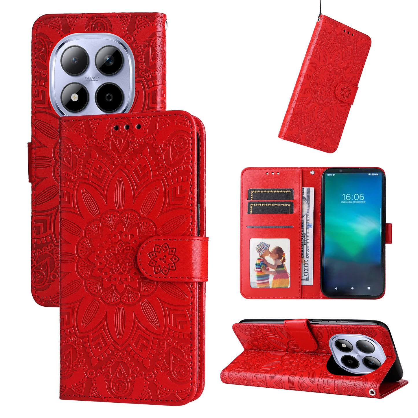 For Xiaomi Redmi Note 15 Pro 4G (Global) Case Sunflower Imprint Leather Wallet Phone Cover