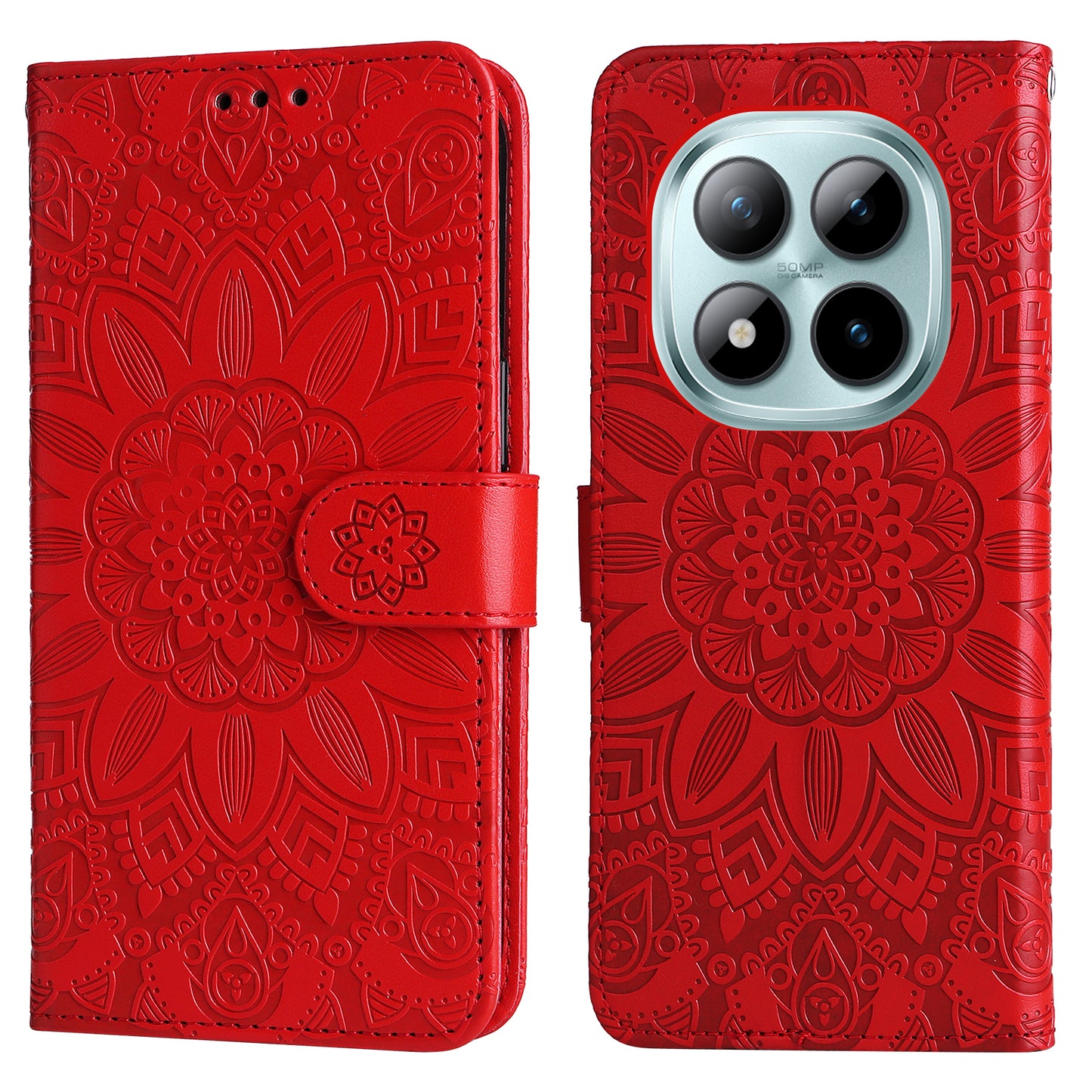 For Xiaomi Poco M8 Pro 5G / Redmi Note 15 Pro+ 5G (Global) Case Sunflower Imprint Leather Wallet Phone Cover