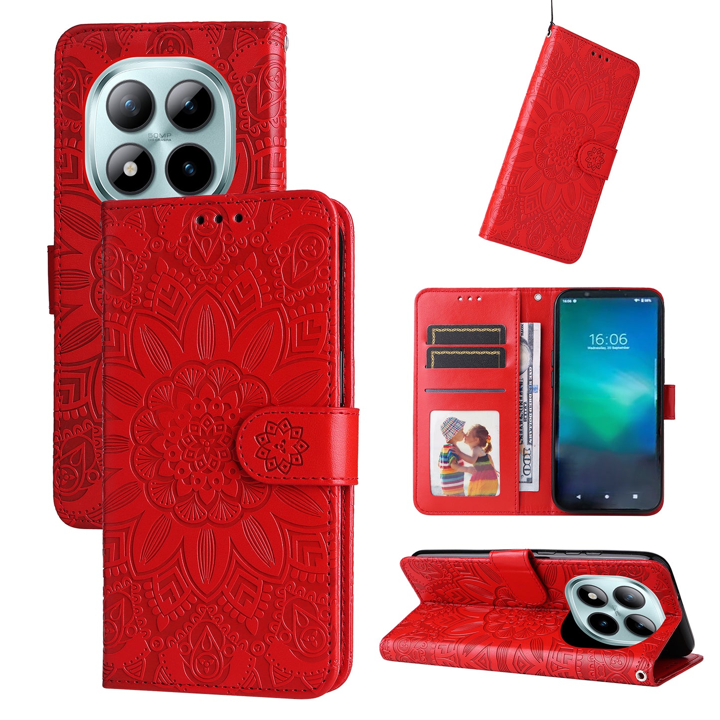 For Xiaomi Poco M8 Pro 5G / Redmi Note 15 Pro+ 5G (Global) Case Sunflower Imprint Leather Wallet Phone Cover