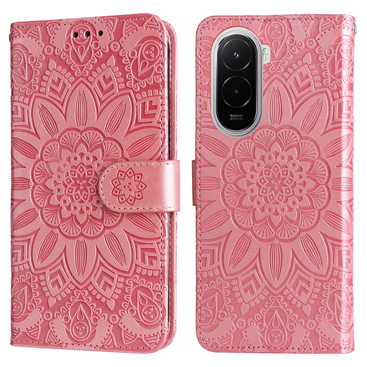 Xiaomi Poco M7 4G (EU) (171mm) Handyhülle – mit Sonnenblumen-Aufdruck, Leder-Geldbörsen