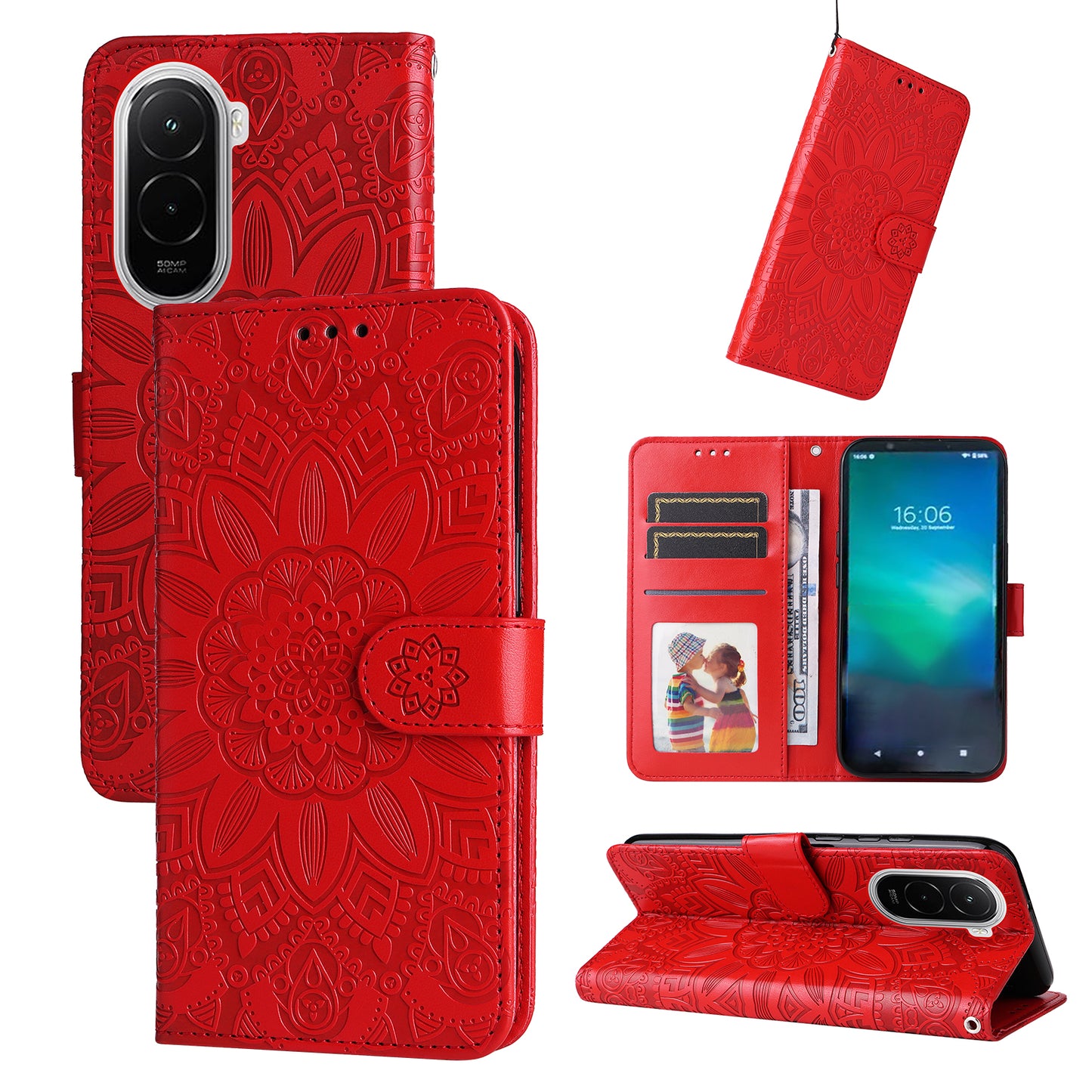 For Xiaomi Poco M7 4G (EU) (171mm) Case Sunflower Imprint Leather Wallet Phone Cover