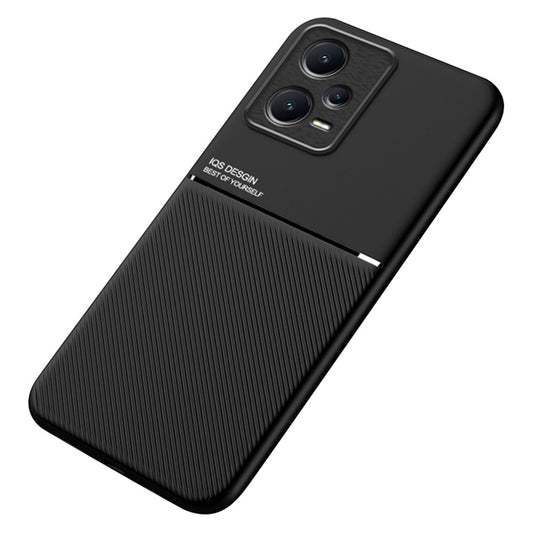 Xiaomi Redmi Note 12 Pro+ 5G Handyhülle – Anti-collision Back Case Mit Linien bedrucktes PU-Leder + TPU-Hybridschale mit integriertem Metallblech