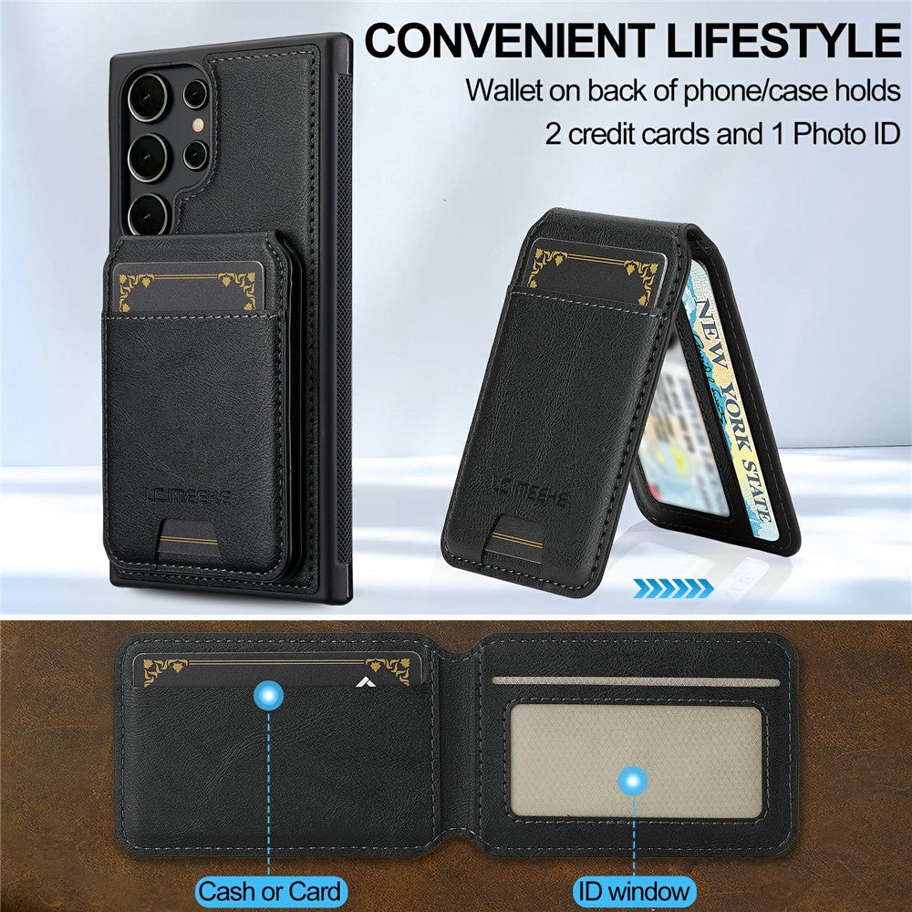 LC.IMEEKE L3 For Samsung Galaxy S26 Ultra Magnetic Case Detachable Card Holder Leather TPU Mobile Cover