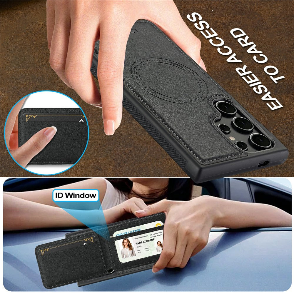 LC.IMEEKE L3 For Samsung Galaxy S26 Ultra Magnetic Case Detachable Card Holder Leather TPU Mobile Cover
