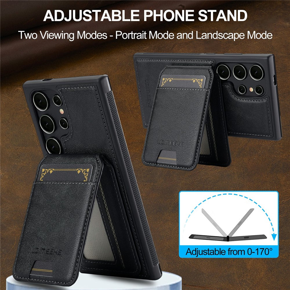LC.IMEEKE L3 For Samsung Galaxy S26 Ultra Magnetic Case Detachable Card Holder Leather TPU Mobile Cover