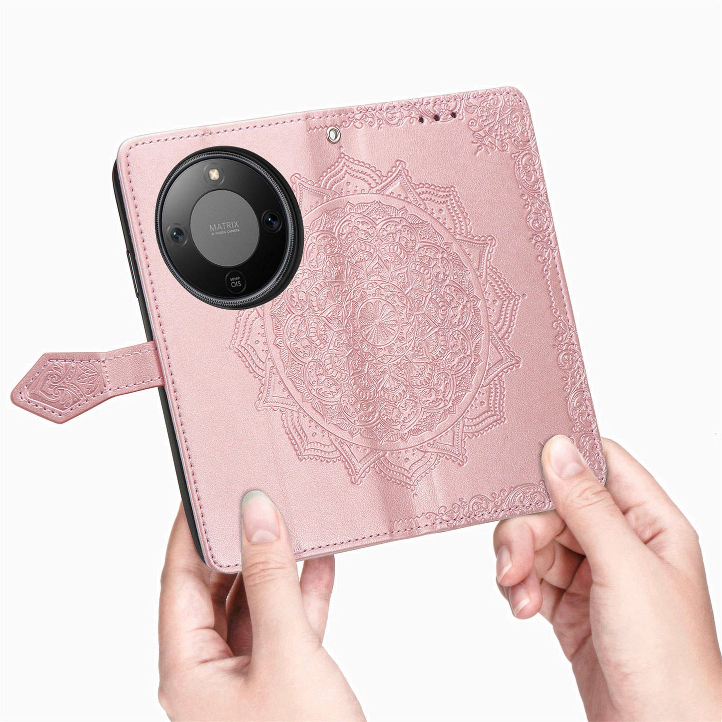 Honor X70 5G / Honor X9d 5G / Honor Magic8 Lite 5G Wallet-Handyhülle – Aus geprägtem Mandala-Leder, mit Magnetverschluss & Klappverschluss