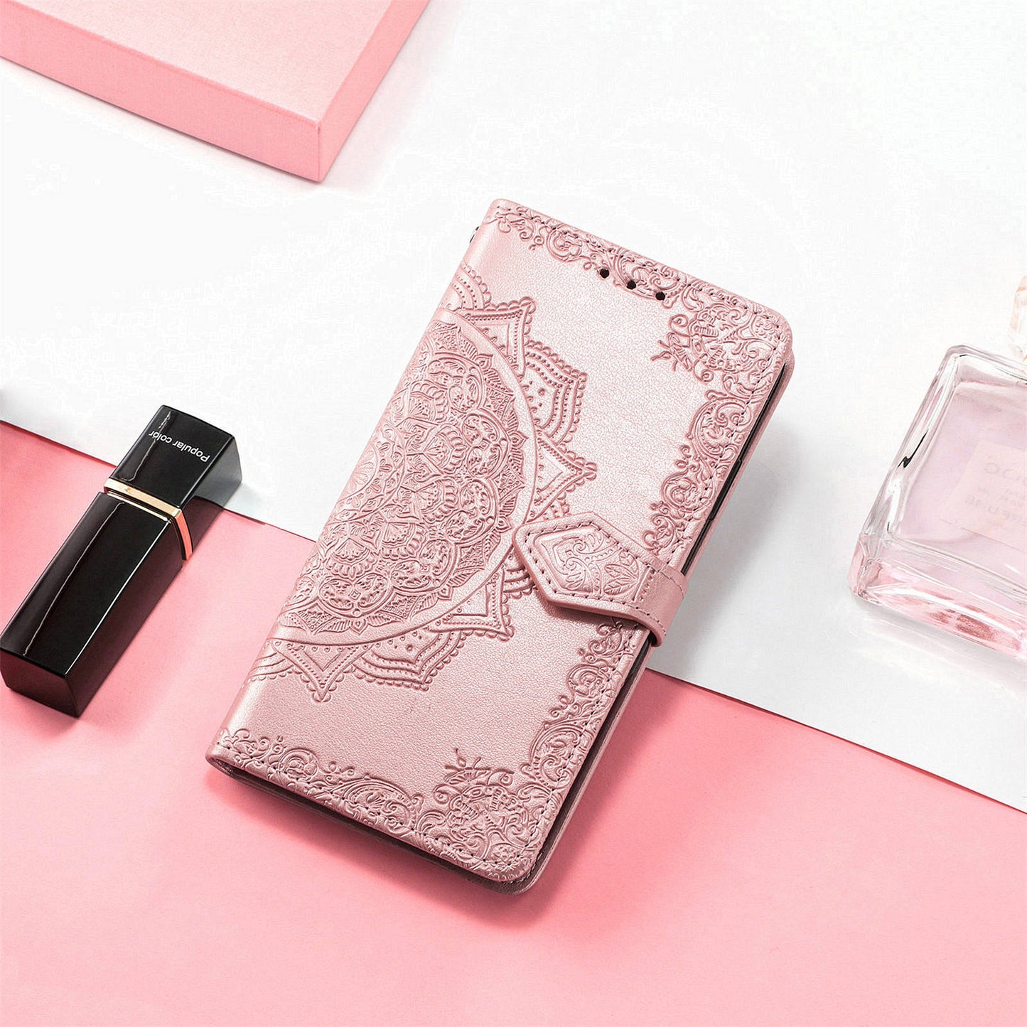 Honor X70 5G / Honor X9d 5G / Honor Magic8 Lite 5G Wallet-Handyhülle – Aus geprägtem Mandala-Leder, mit Magnetverschluss & Klappverschluss