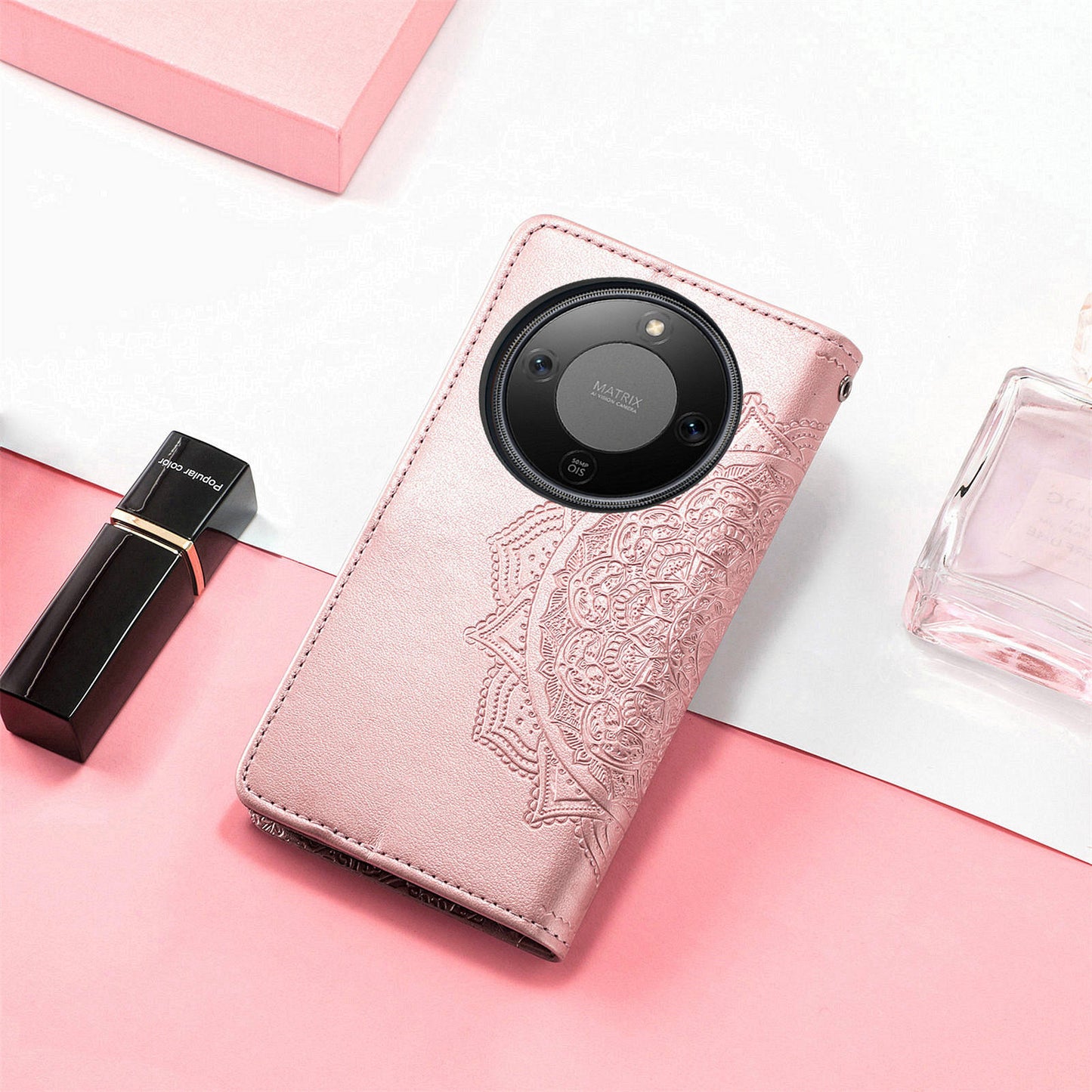 Honor X70 5G / Honor X9d 5G / Honor Magic8 Lite 5G Wallet-Handyhülle – Aus geprägtem Mandala-Leder, mit Magnetverschluss & Klappverschluss