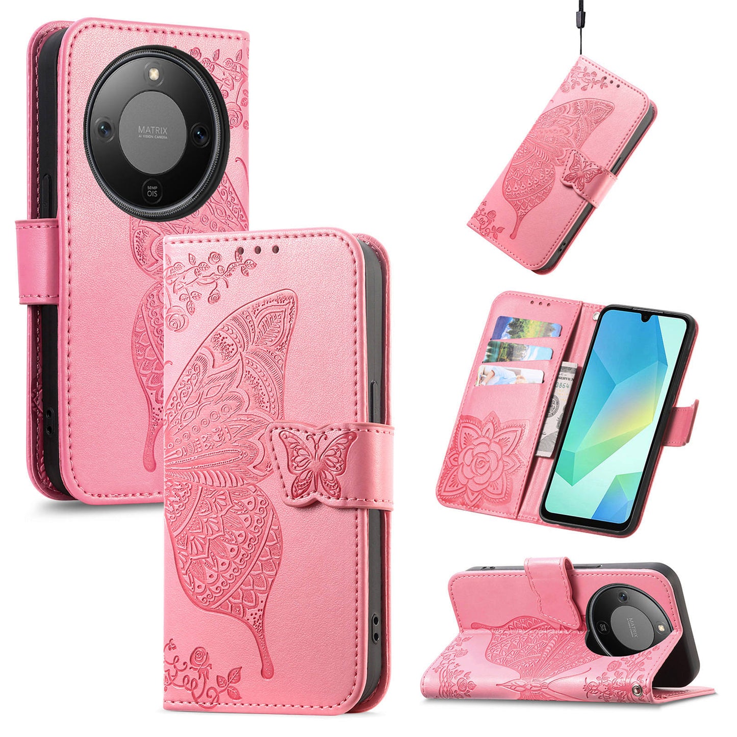 For Honor X70 5G / Honor X9d 5G / Honor Magic8 Lite 5G Case with Strap Butterfly Pattern PU Leather Wallet Phone Cover