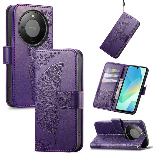 Honor X70 5G / Honor X9d 5G / Honor Magic8 Lite 5G Handyhülle – mit Riemen, Schmetterlingsmuster, PU-Leder, Brieftaschen