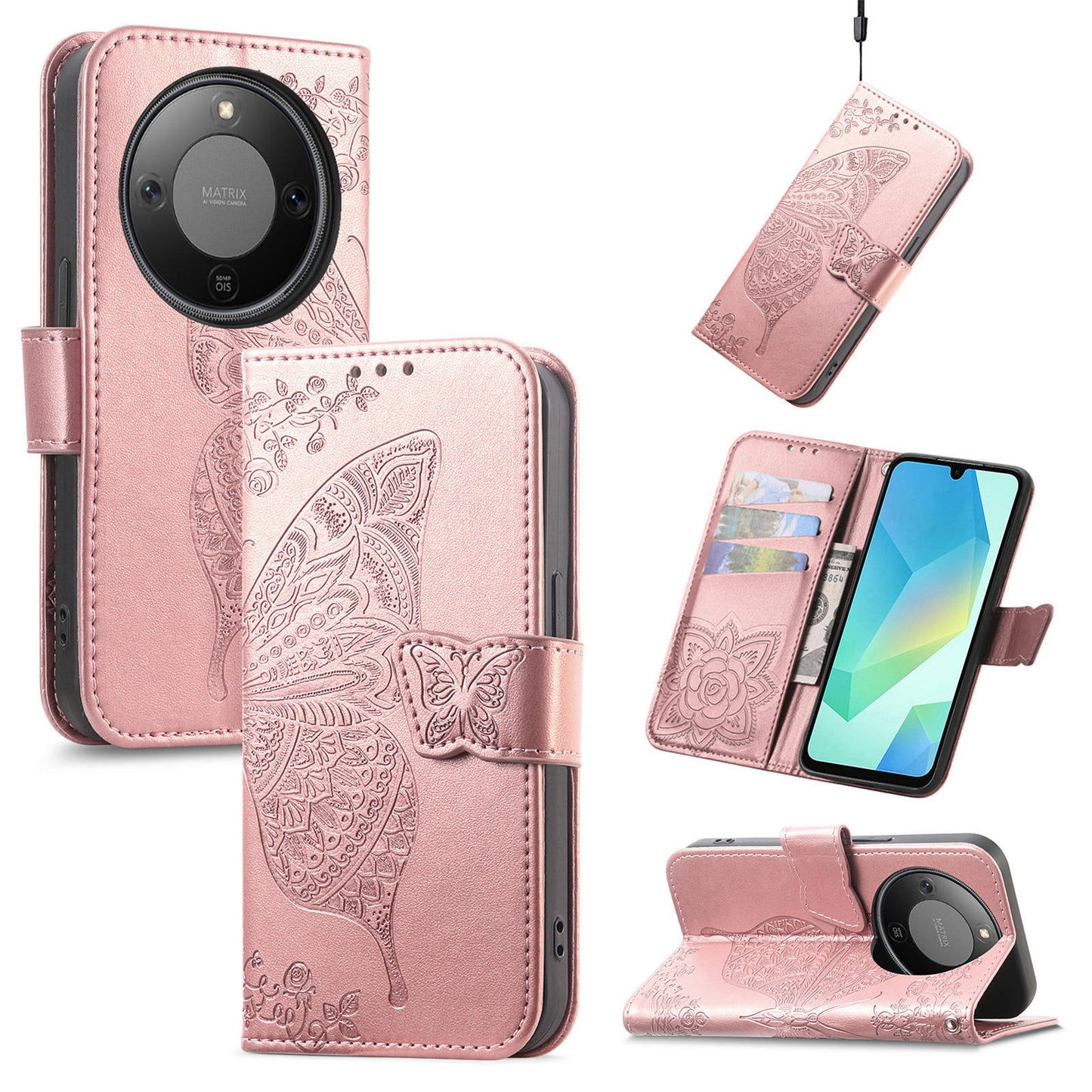 For Honor X70 5G / Honor X9d 5G / Honor Magic8 Lite 5G Case with Strap Butterfly Pattern PU Leather Wallet Phone Cover