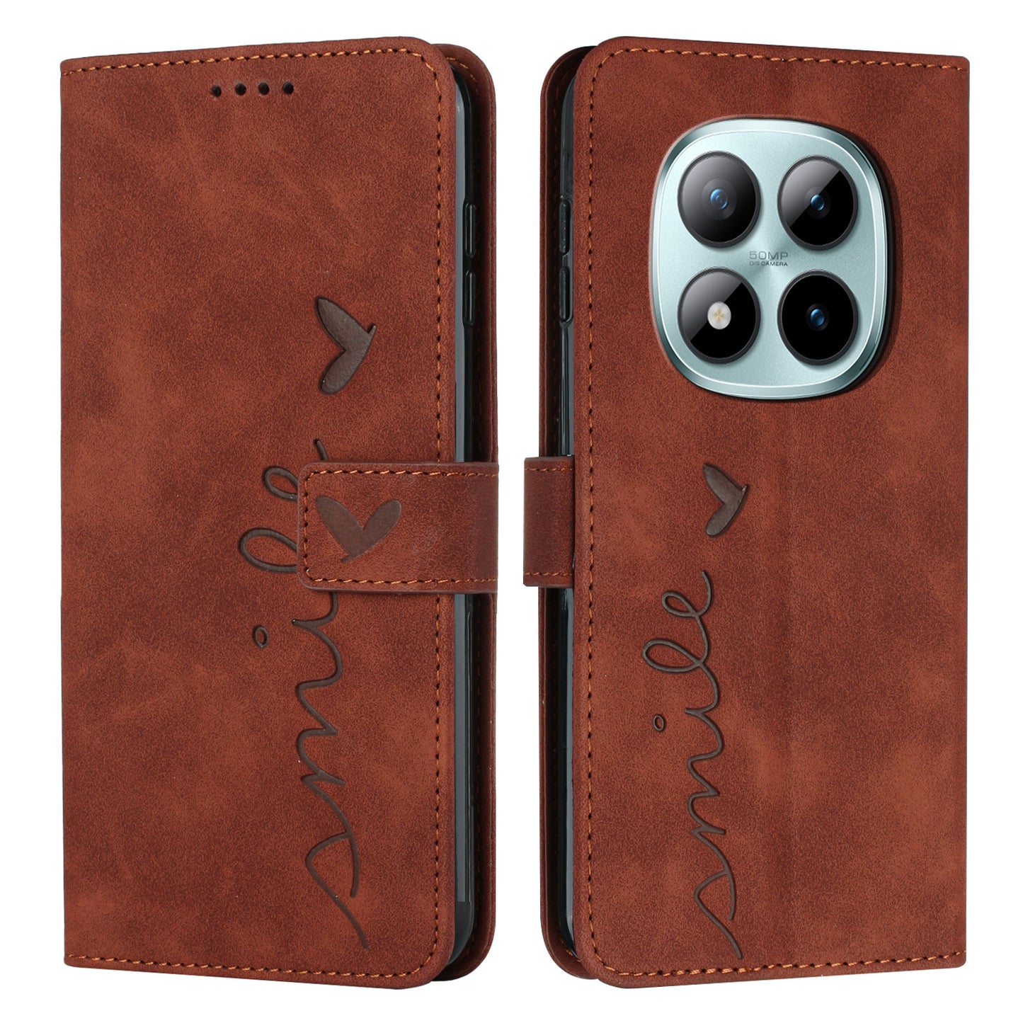 For Xiaomi Redmi Note 15 Pro 4G (Global) Stand Case PU Leather Phone Cover Imprinted Heart Pattern