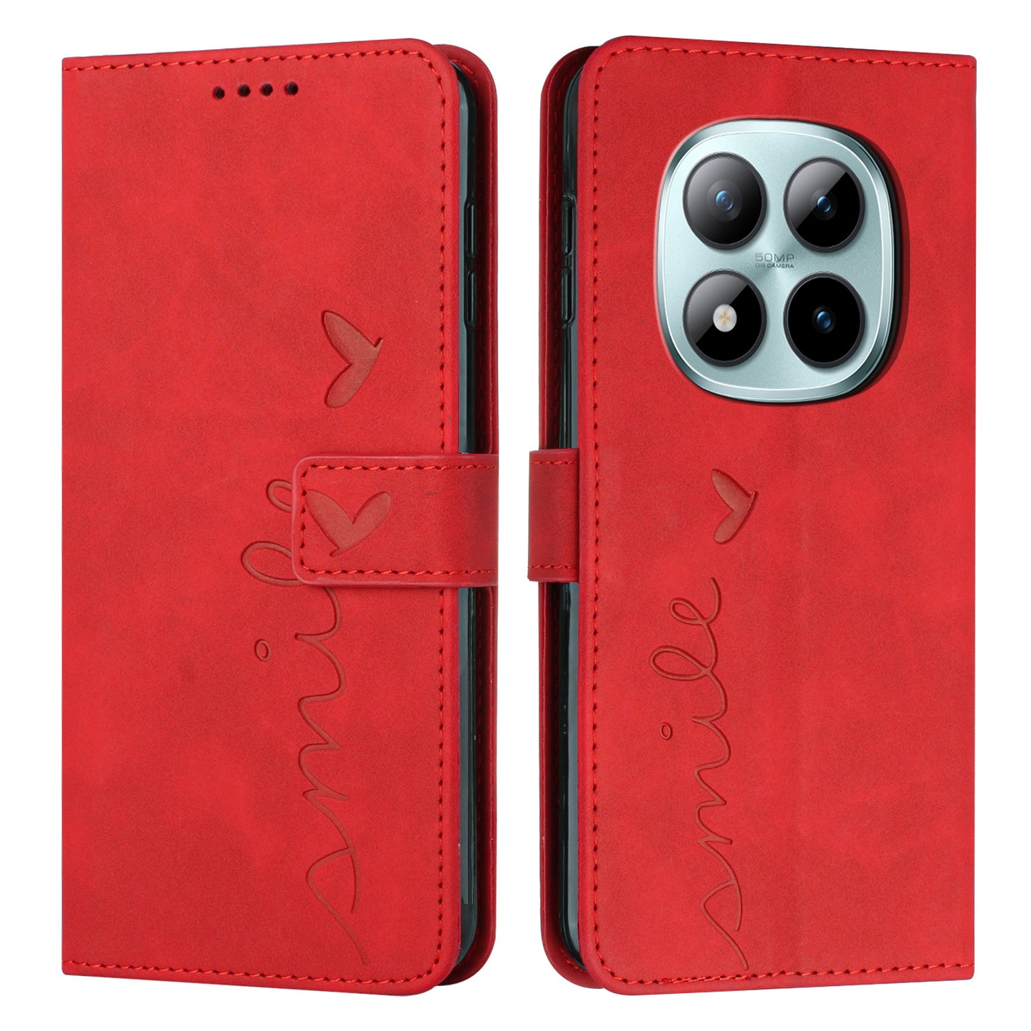 For Xiaomi Redmi Note 15 Pro 4G (Global) Stand Case PU Leather Phone Cover Imprinted Heart Pattern