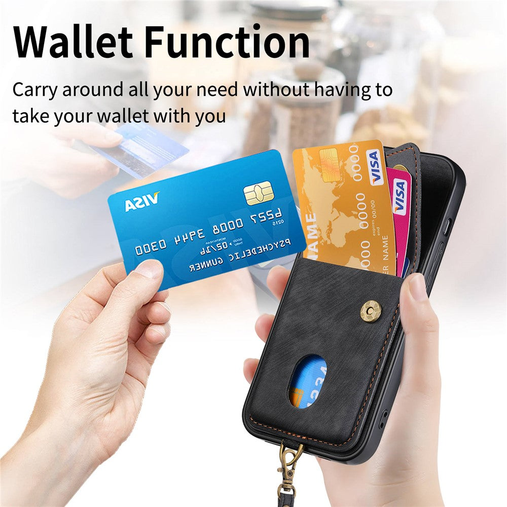 Phone Case For Honor Magic8 Lite 5G  /  X9d 5G  /  X70 5G Card Holder Kickstand Leather Back Cover with Wrist Strap