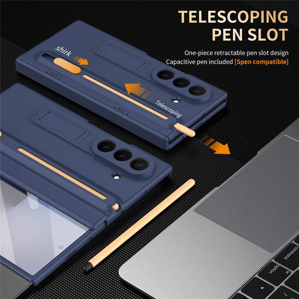 For Samsung Galaxy Z TriFold 5G Kickstand Phone Case with Tempered Glass Screen Protector and Stylus Pen
