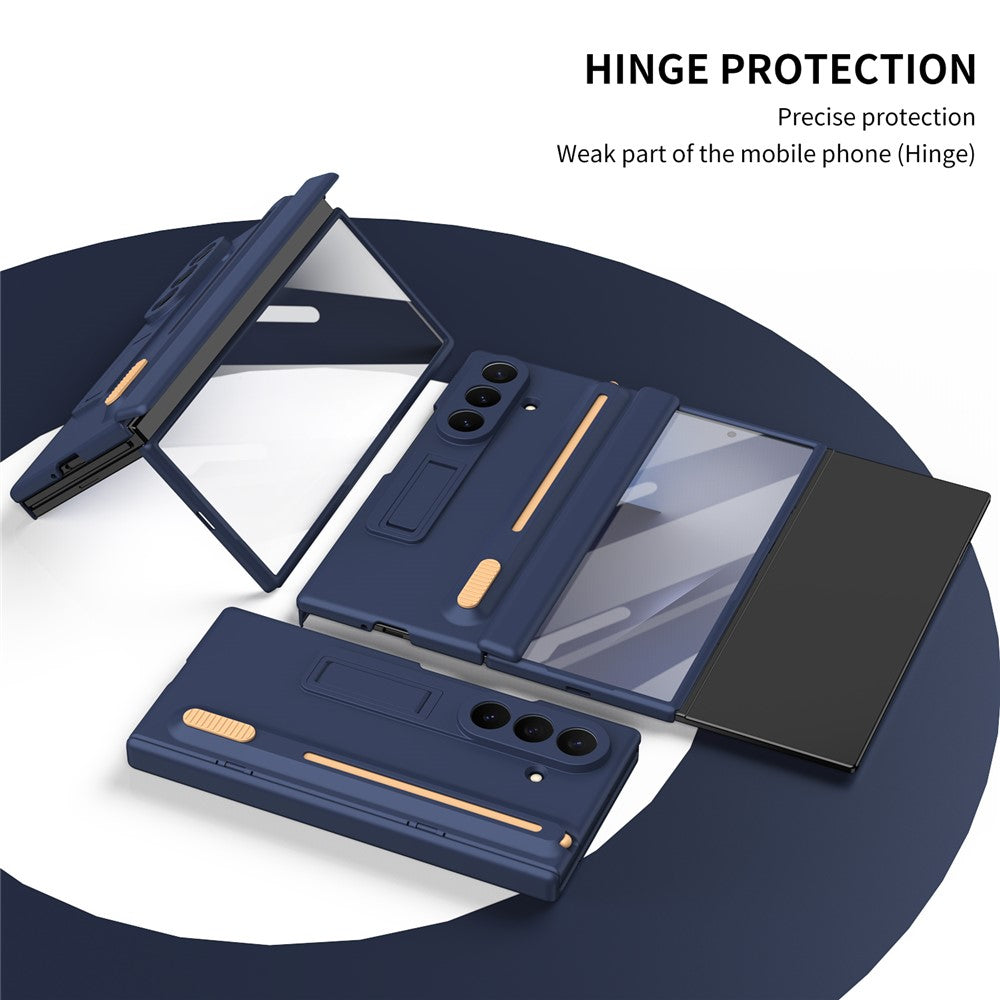 For Samsung Galaxy Z TriFold 5G Kickstand Phone Case with Tempered Glass Screen Protector and Stylus Pen