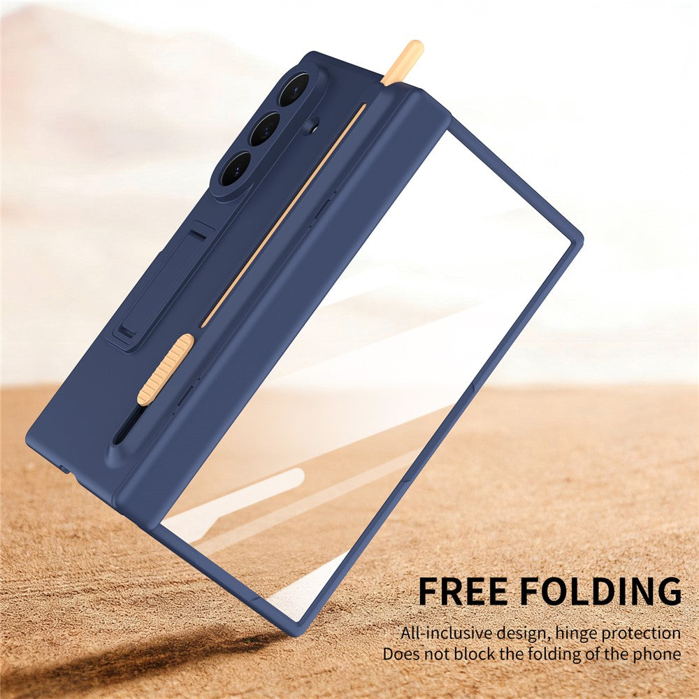 For Samsung Galaxy Z TriFold 5G Kickstand Phone Case with Tempered Glass Screen Protector and Stylus Pen