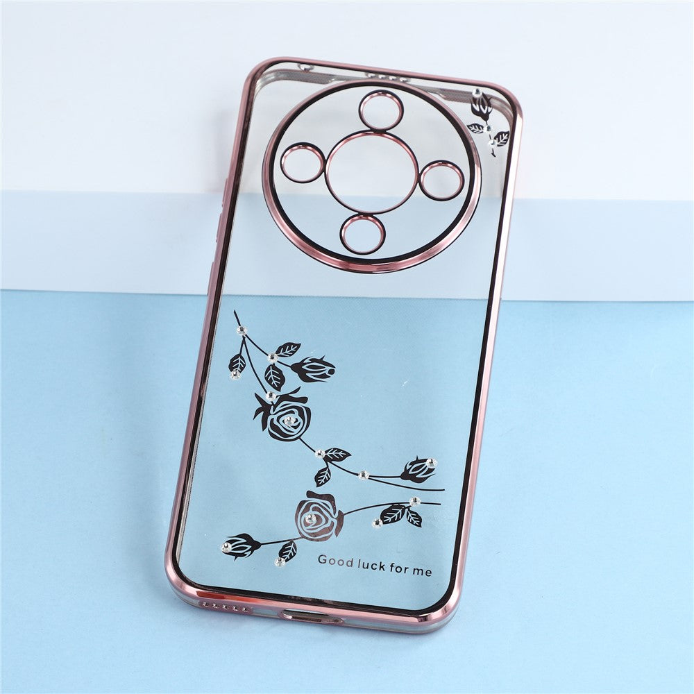 KADEM Phone Case For Honor Magic8 Lite 5G  /  X9d 5G  /  X70 5G Flower Rhinestone Decor TPU Phone Cover