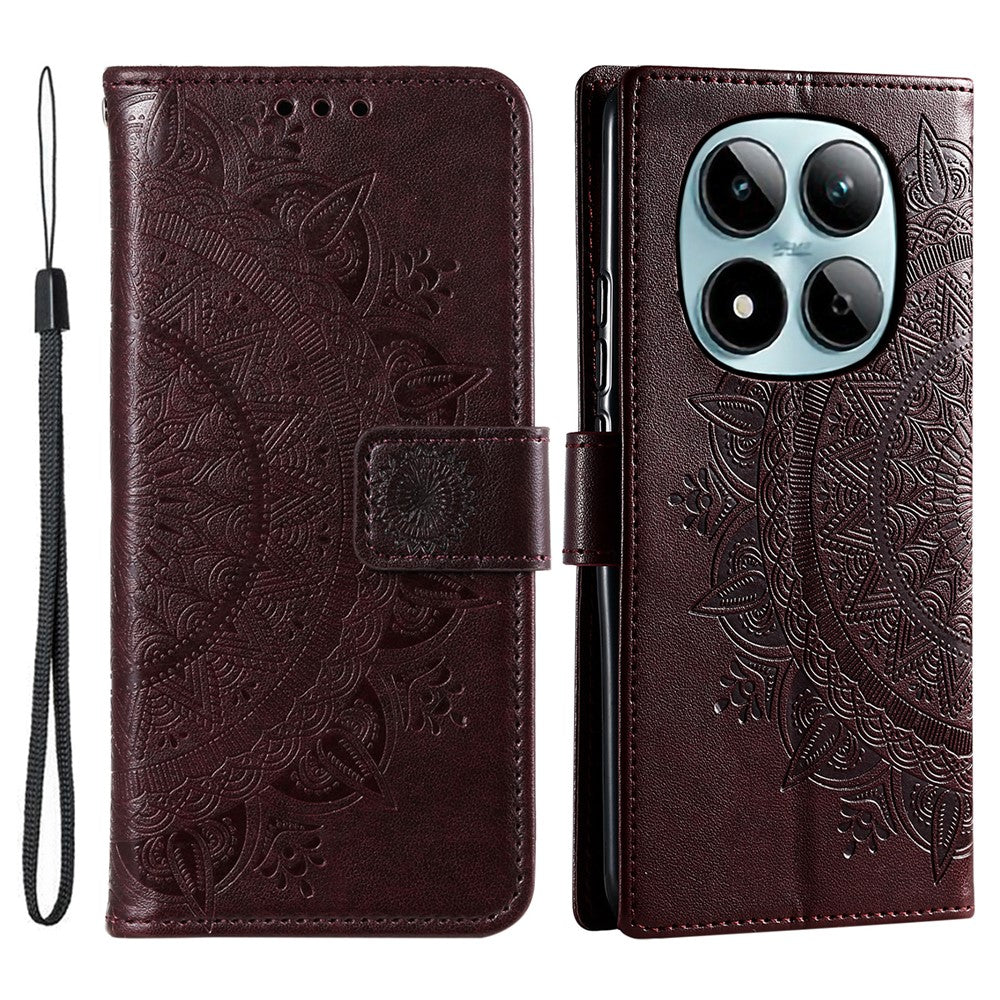 For Xiaomi Redmi Note 15 Pro 4G (Global) Stand Case Imprinted Totem PU Leather Wallet Phone Cover with Wrist Strap