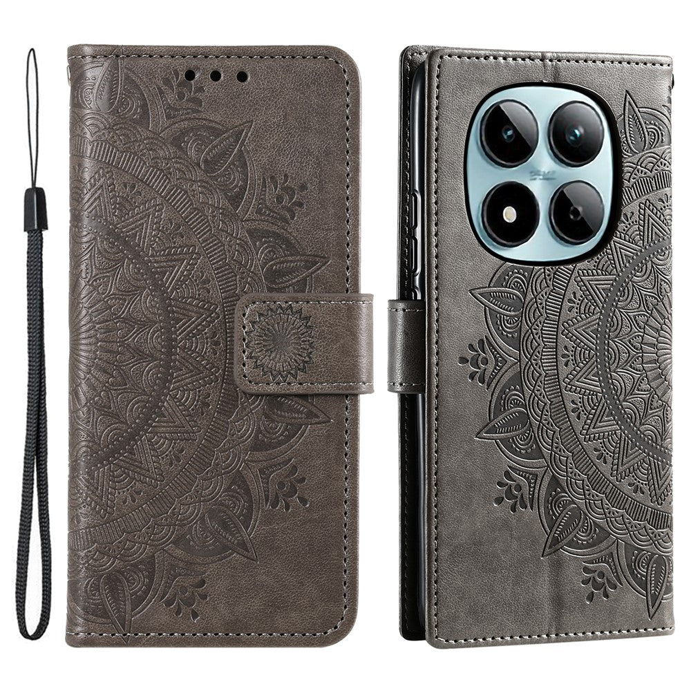 For Xiaomi Redmi Note 15 Pro 4G (Global) Stand Case Imprinted Totem PU Leather Wallet Phone Cover with Wrist Strap