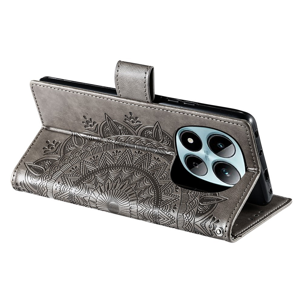 For Xiaomi Redmi Note 15 Pro 4G (Global) Stand Case Imprinted Totem PU Leather Wallet Phone Cover with Wrist Strap