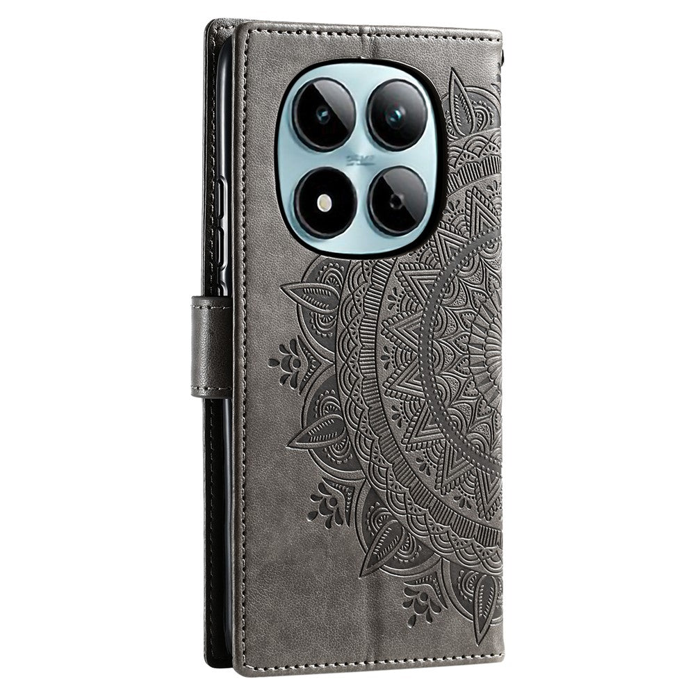 For Xiaomi Redmi Note 15 Pro 4G (Global) Stand Case Imprinted Totem PU Leather Wallet Phone Cover with Wrist Strap